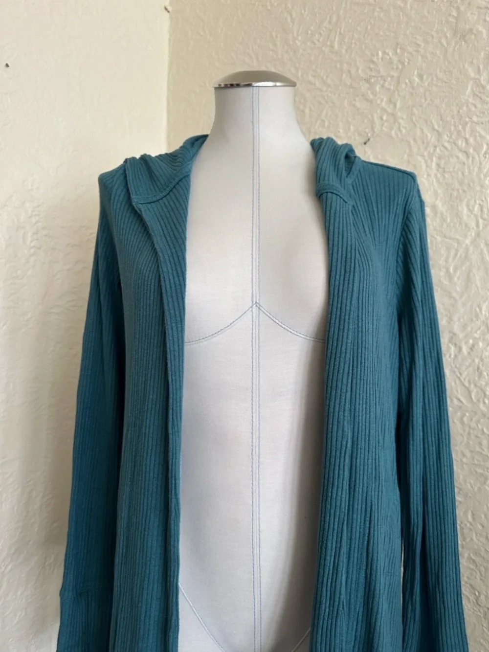 Athleta Harmony Pose Wrap Hooded Cardigan Small Borealis Green Teal Blue